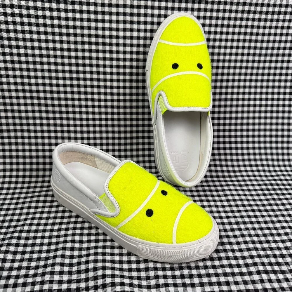 Tory Burch Sport Mr Grumpy Tennis Ball Slip On Sneakers Neon Yellow Womens 5.5